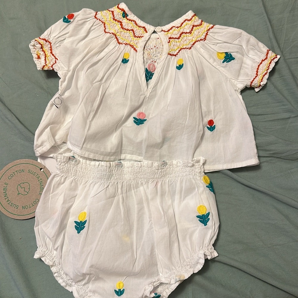 NWT Stella McCartney baby girl Dreamy Flowers Top & Bloomers Set size 6 months - Picture 9 of 10